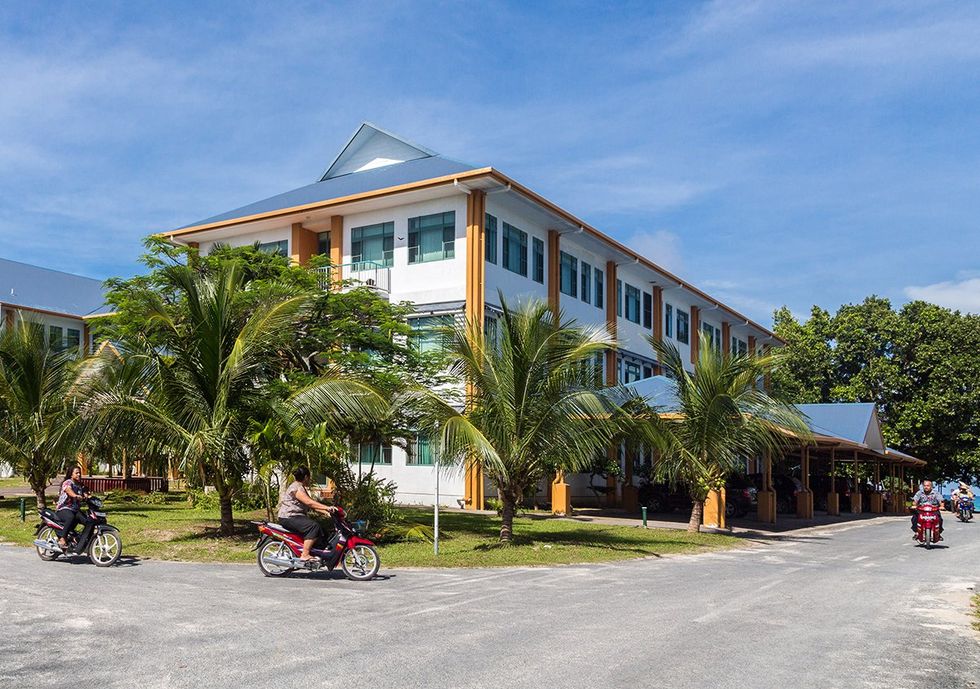 Vaiaku Tuvalu House Government Building The largest and tallest only three story building in the country Funafuti atoll Polynesia Oceania South Pacific Ocean