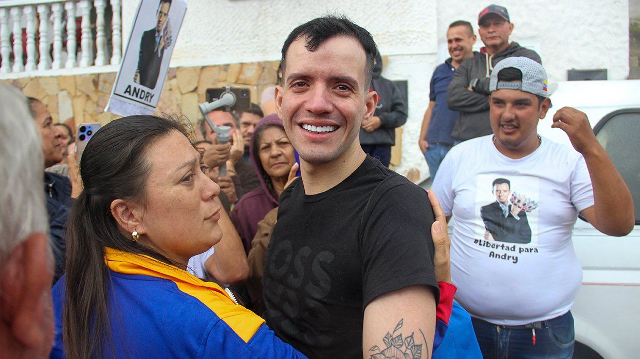 Venezuelan stylist Andry Hernandez Romero greets family members after returning home in Capacho village Tachira State Venezuela July 2025