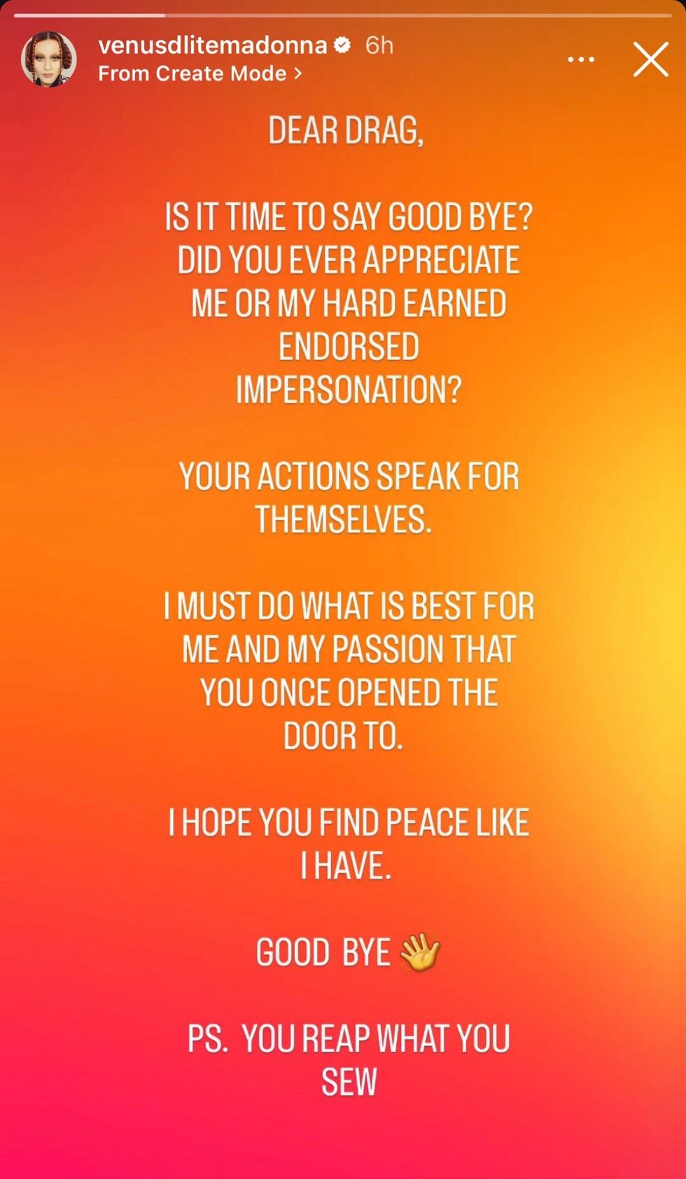 Venus D-Lite via Instagram story