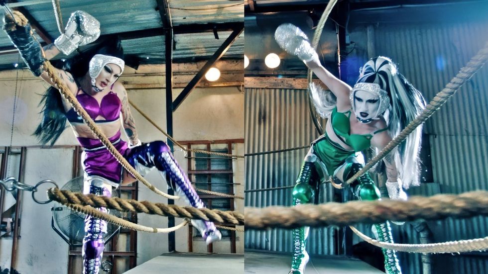 Violet Chachki and \u200bGottmik in the TKO music video