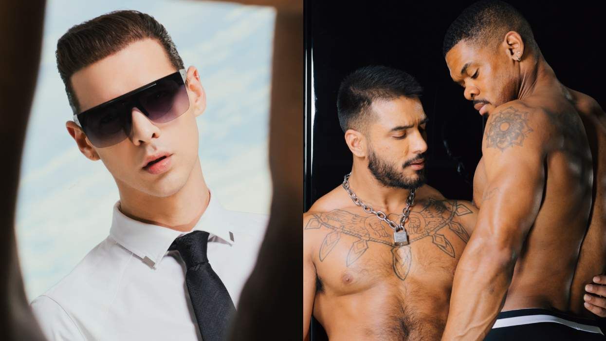 Violet Chachki, David Alcocér, and Diego Miyake-Mugler in Mergers and Acquisitions campaign for Nasty Pig