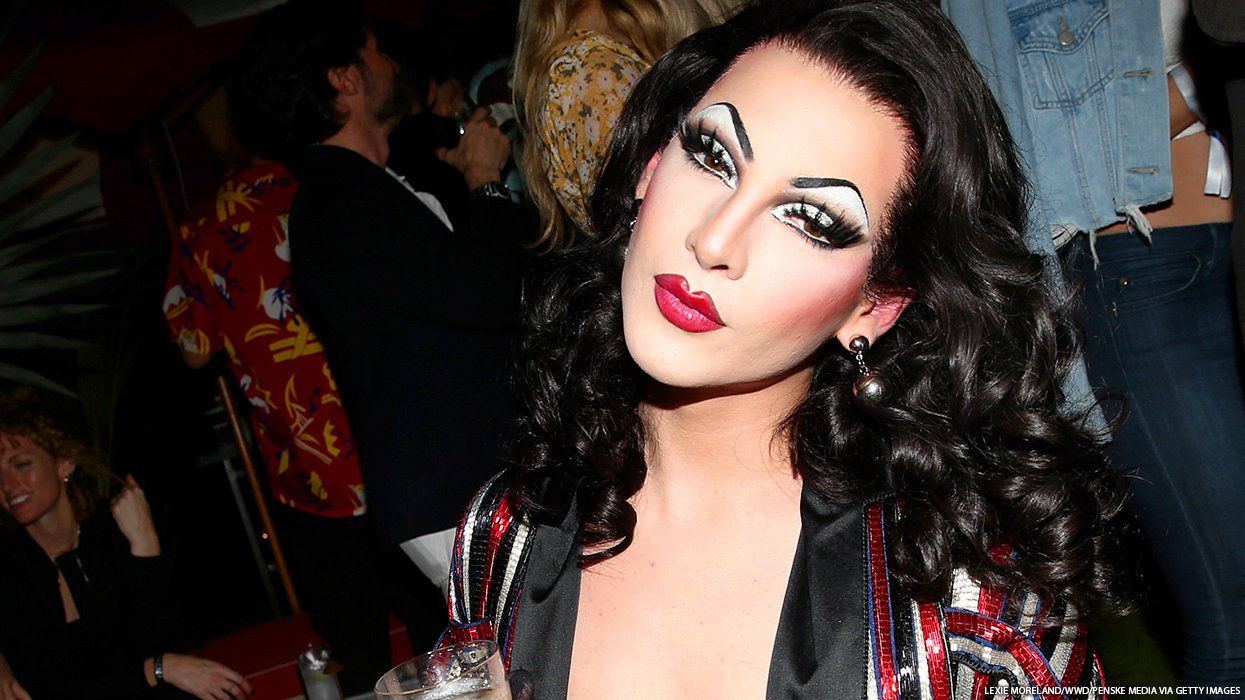 Violet Chachki front row at a fashion show.