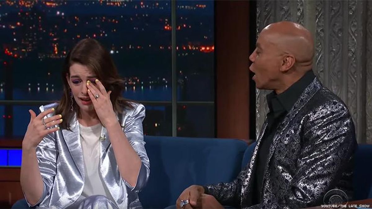 Watch Anne Hathaway Meet RuPaul and Cry