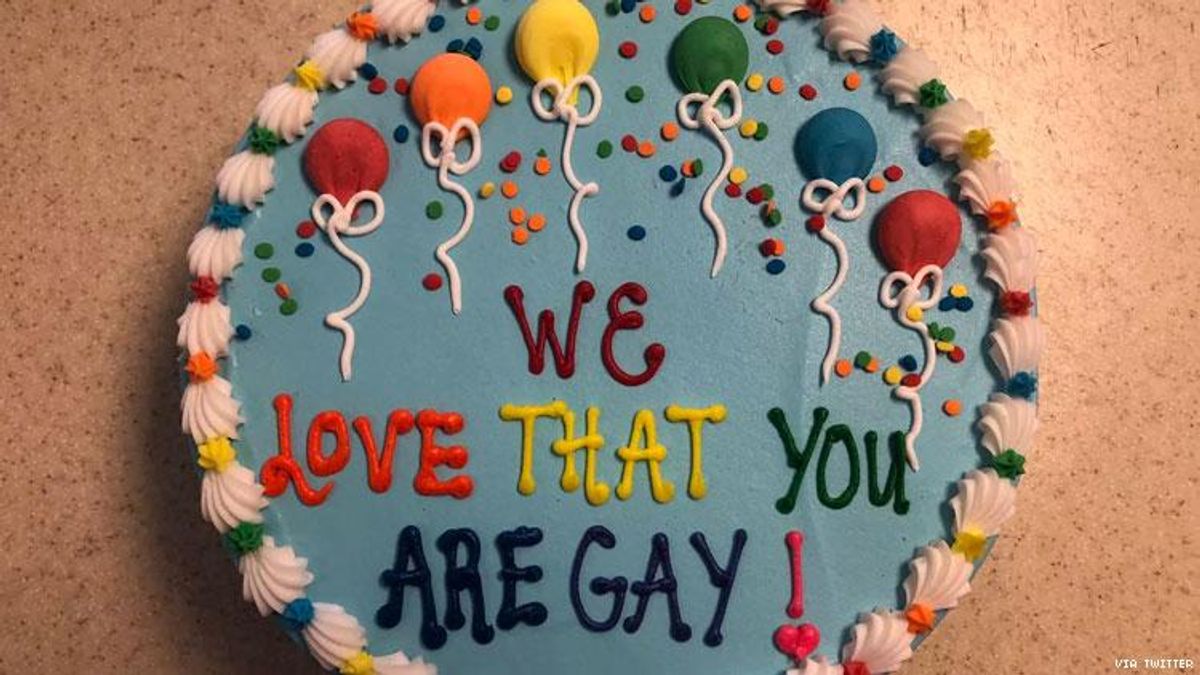 we love that you are gay cake bullied gay male cheerleader homophobic slurs threats harassment wilcox high school santa clara california football team lgbt lgbtq