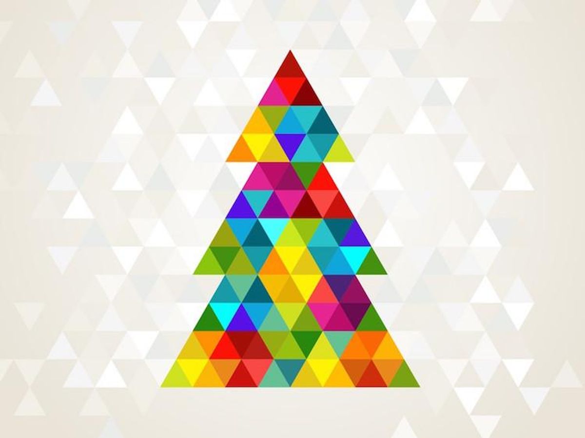 Xmas Tree with Rainbow Pattern Color