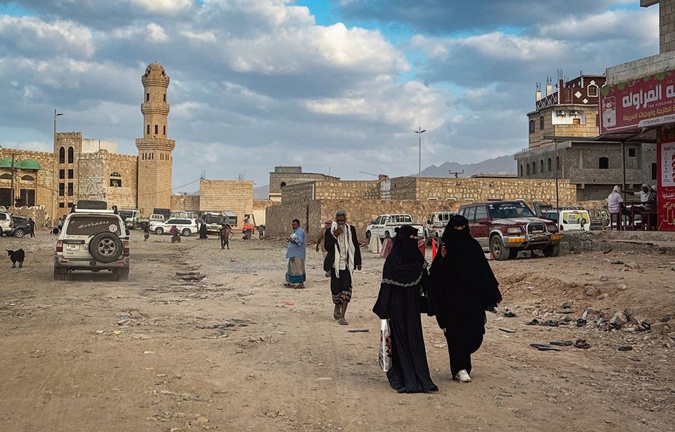 Yemen Socotra at dusk with locals and unique architecture