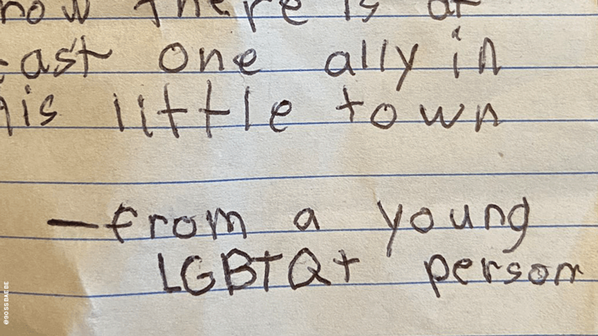 Young LGBTQ+ Person Thanks Flag-Flying Ally in Tear-Inducing Note