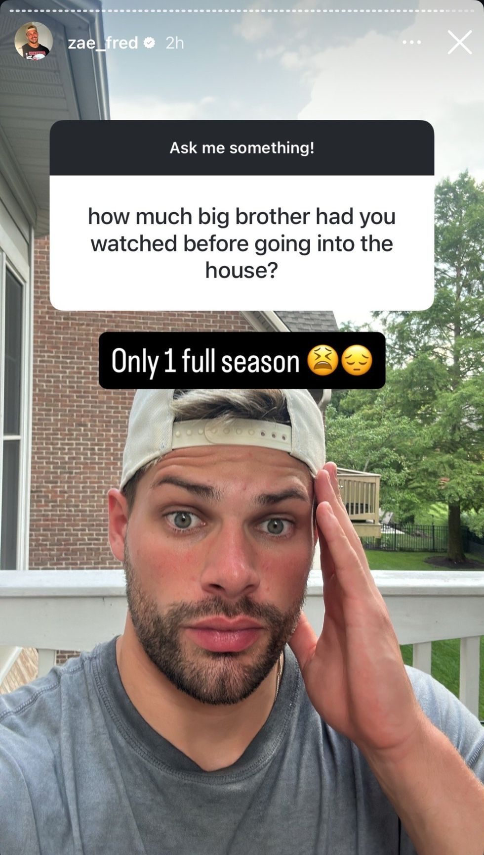 Zae Frederich answered \u200bBig Brother 27\u200b questions from fans via Instagram stories