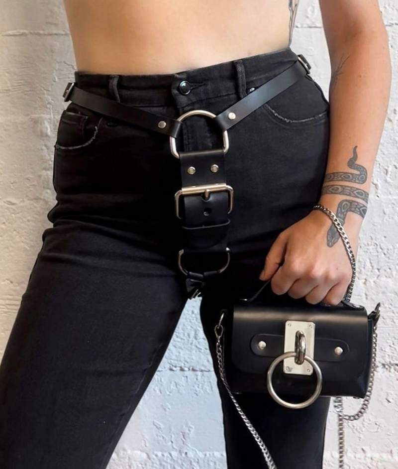 Black Leather Harness with Gold Accents by zana bayne small Zana Bayne | Accessories | Zana Bayne Veryebrae Harness  main image 3