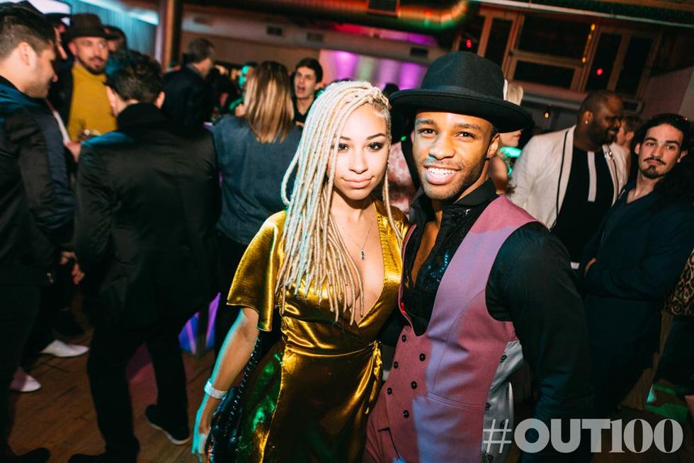 Zeke Thomas (right) and guest at the 2017 OUT100 Gala