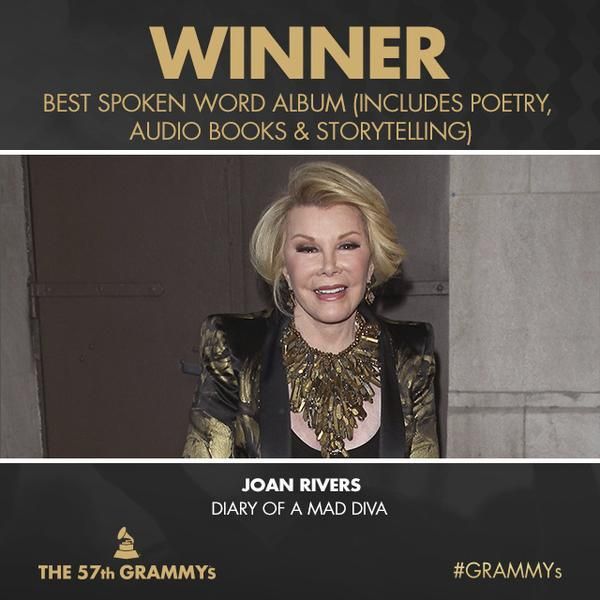 Joan Rivers Wins Grammy for Best Spoken Word Album for Diary of a Mad Diva