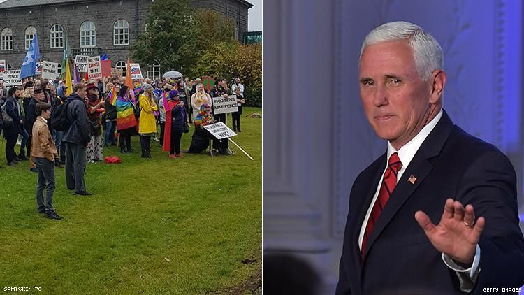 ‘Pence Is S**t’: LGBTQ+ Groups Protest Veep’s Visit to Iceland