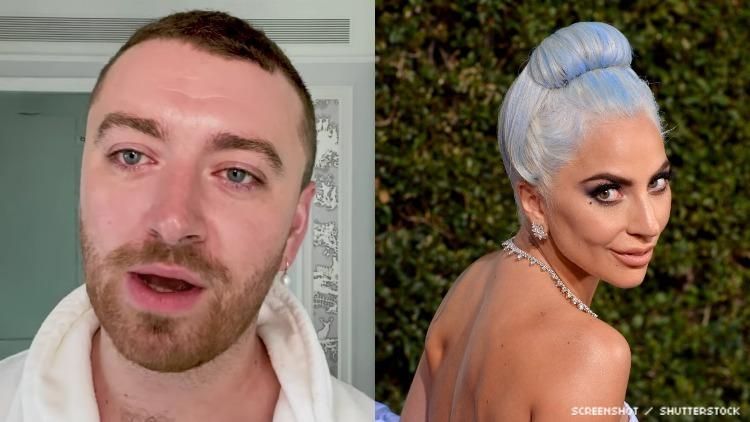 Sam Smith and Lady Gaga in diptych.