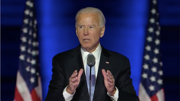 Joe Biden as President-Elect giving speech