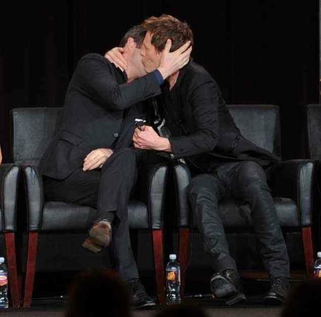 Kevin Bacon Makes Out With British Hunk