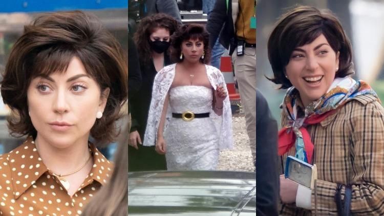 Lady Gaga on the House of Gucci set