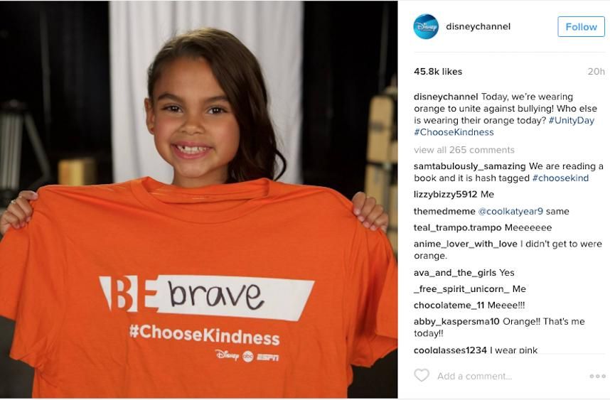Disney posts a cute pic of this little girl with a #ChooseKindness t-shirt.