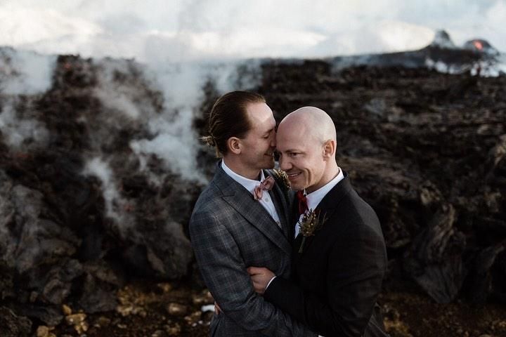 Gay Couple Marries in Front of Erupting Volcano