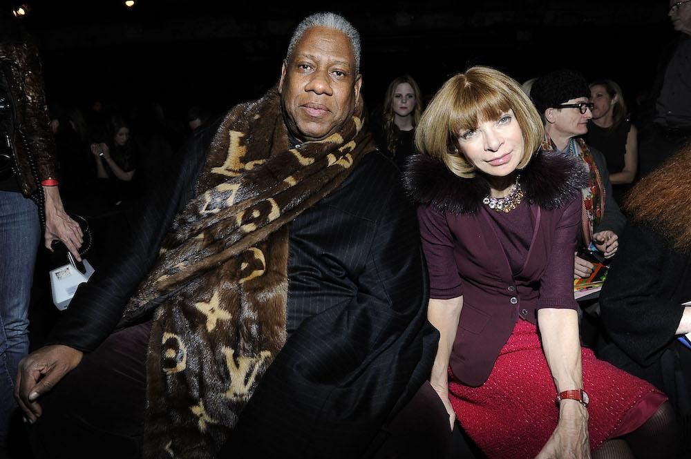 Andre Leon Talley and Anna Wintour at a Donna Karan Show